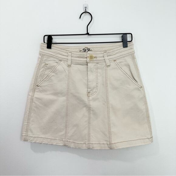 Free People We The Free Lennox Seamed Natural Cream Denim Skirt size 27 - Picture 1 of 6